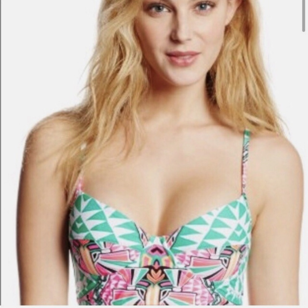 Mara Hoffman Mint and Pink Patterned Bikini top - Picture 2 of 6